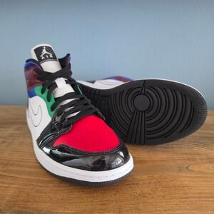 Nike Womens Air Jordan 1 Mid SE Multi-Color Patent Leather Sneakers Size 12